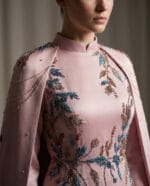 1041 - Rosé Cape İşlemeli Couture Elbise - Görsel 2