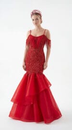 136 - Scarlet Mermaid Couture Abiye