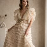 131 - Ivory Ruffle Couture Elbise