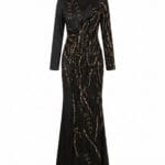 1088 - Noir Gold İşlemeli Couture Abiye