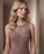 106 - Rosé Cascade Couture Abiye - Görsel 2