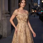 Aurelia Abiye altın tonlu taş işlemeli haute couture abiye